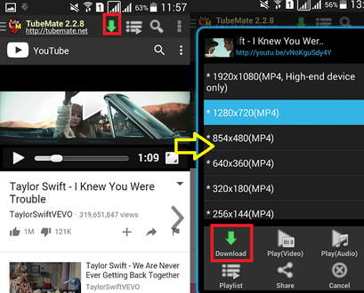 إيقاف واستئناف تحميل عملية على تطبيقات tubemate