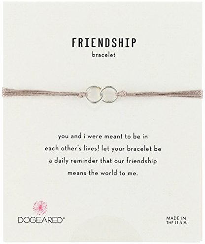 Dogeared "Friendship" Double Link Taupe Silk Adjustable Closure Bracelet